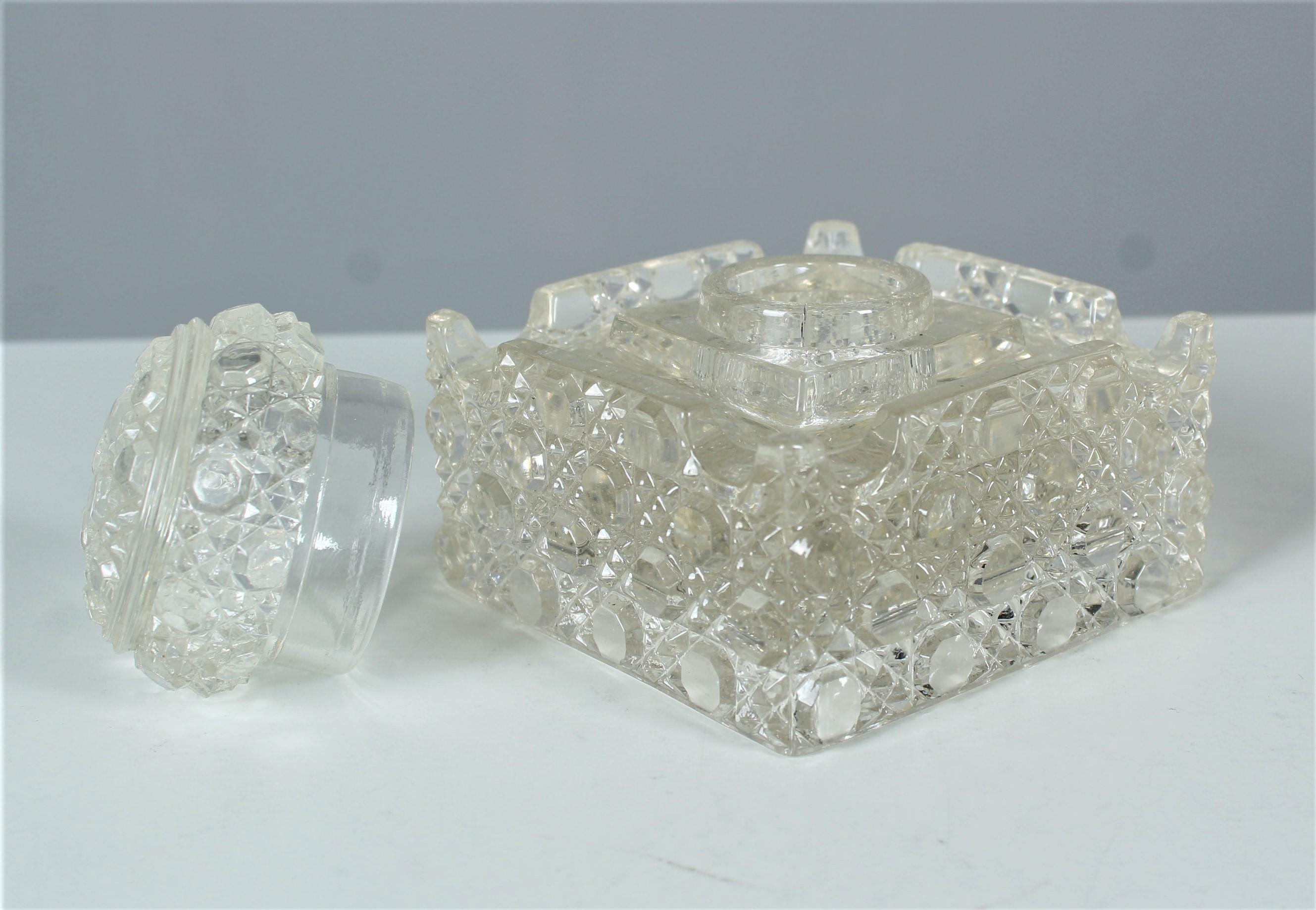 Antique Baccarat Crystal Glass Inkstand, Pen Holder, Desk Utensil, circa 1880 In Good Condition For Sale In Greven, DE