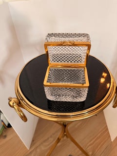 Antique Baccarat Cut Crystal and Dore Bronze Dresser Box