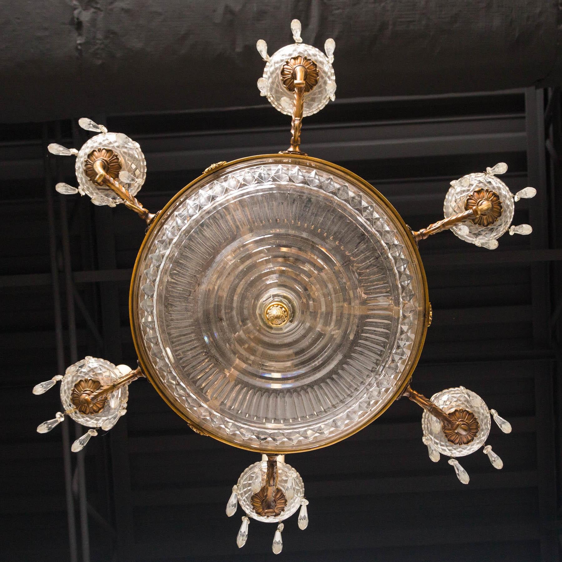 Early 20th Century Antique Baccarat Diamond Cut Chandelier For Sale