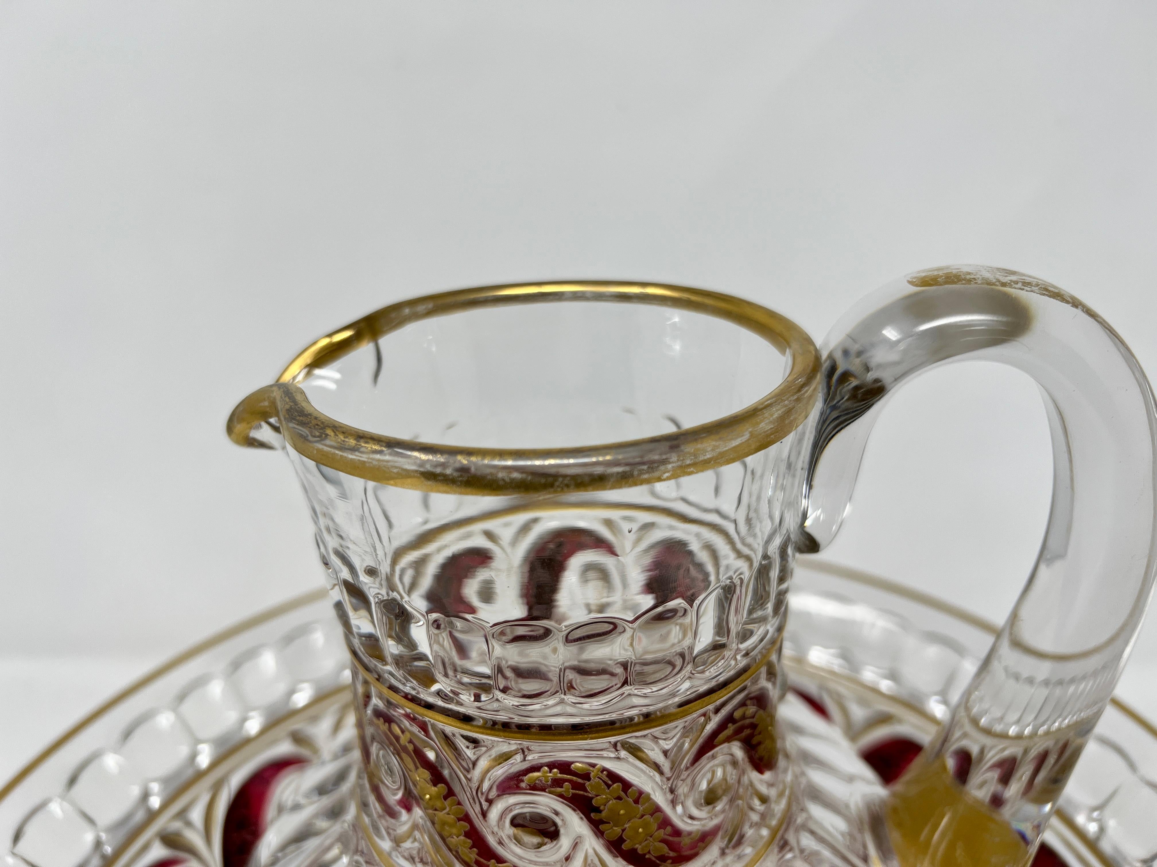 Français Bol et pichet antique en émail de Baccarat datant d'environ 1880 en vente