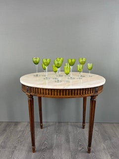 Antique Baccarat Green Crystal Glassware Set, 20th Century