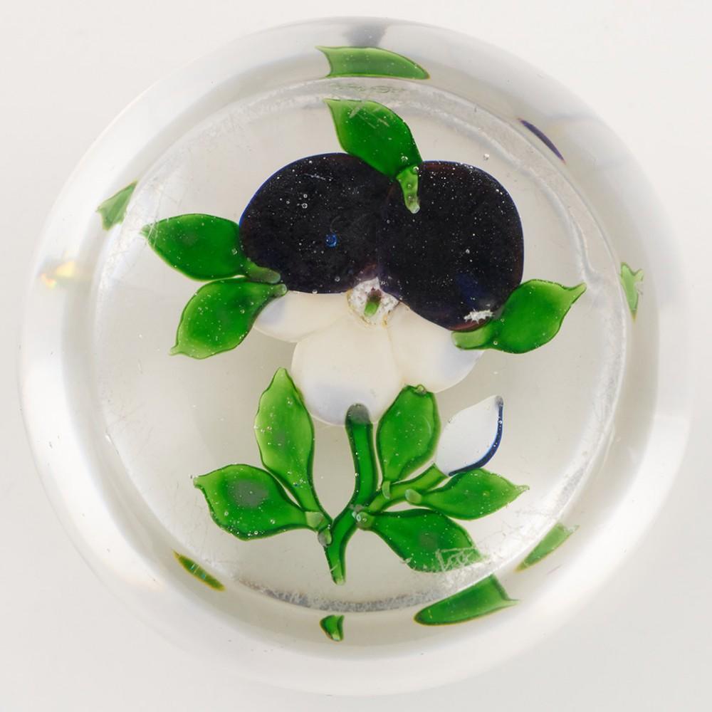 French Antique Baccarat Pansy Lampwork Paperweight c1880 For Sale