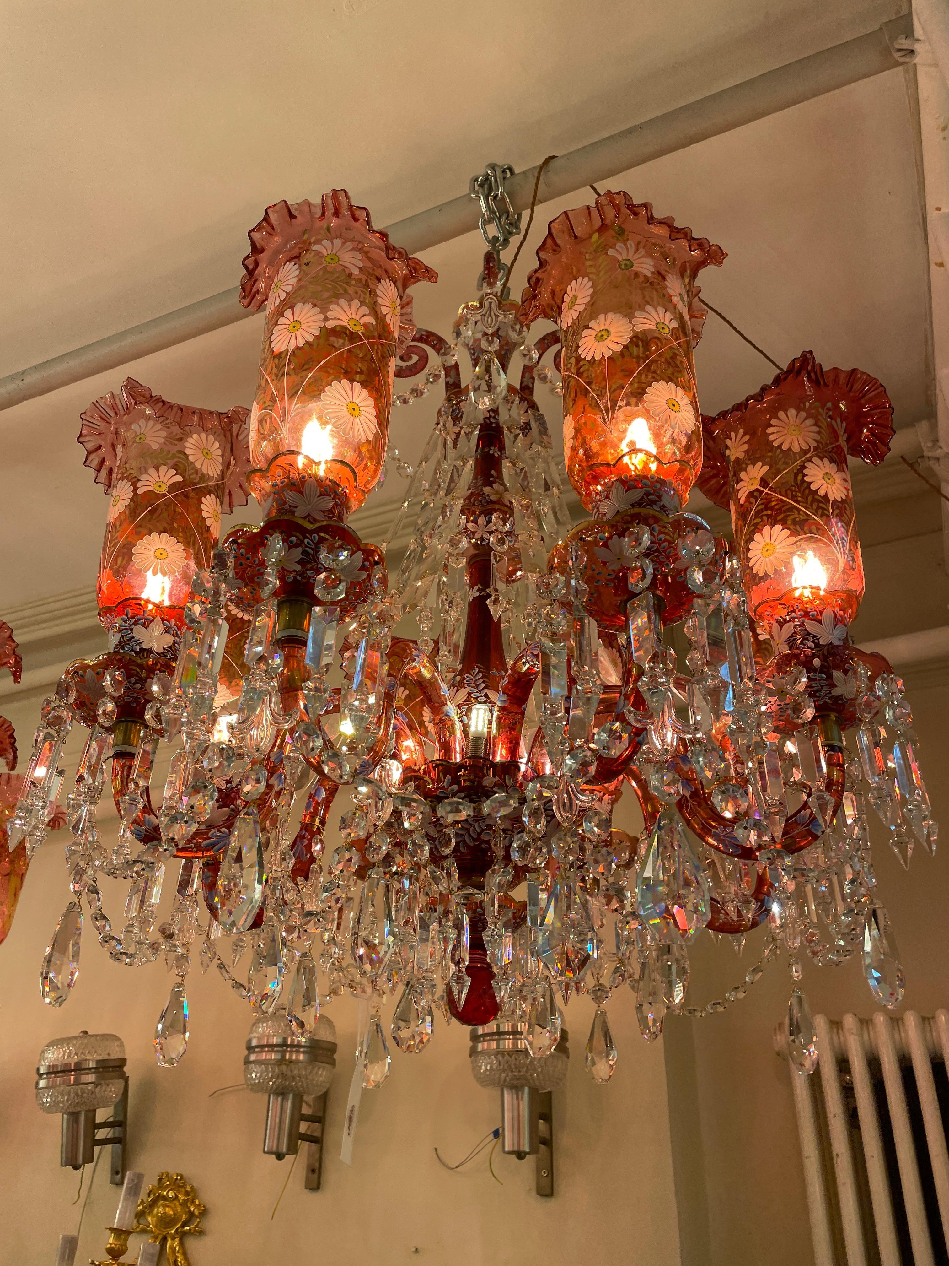 baccarat chandelier red crystal