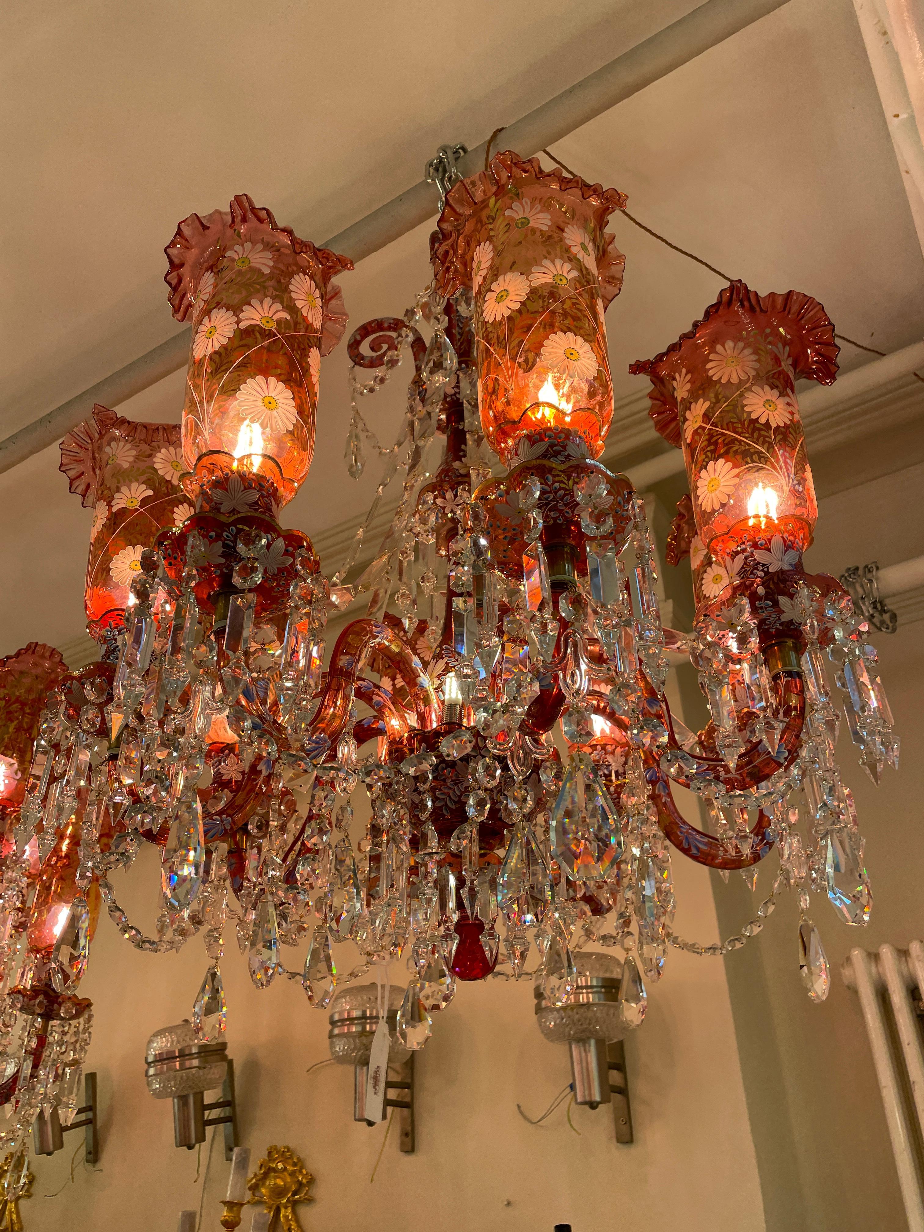 baccarat red chandelier