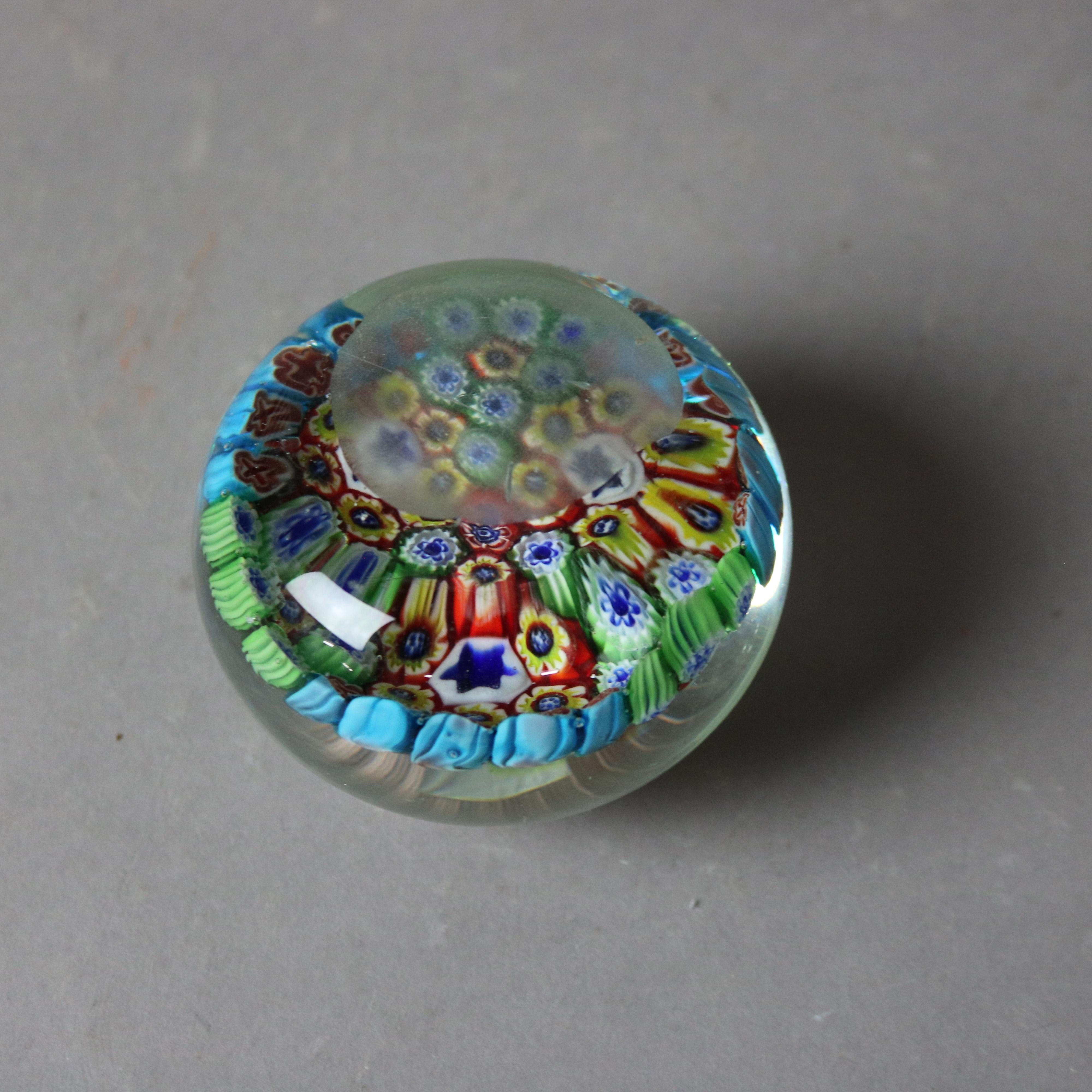 Antike Baccarat Schule Millefiori Glas Briefbeschwerer C1920 1