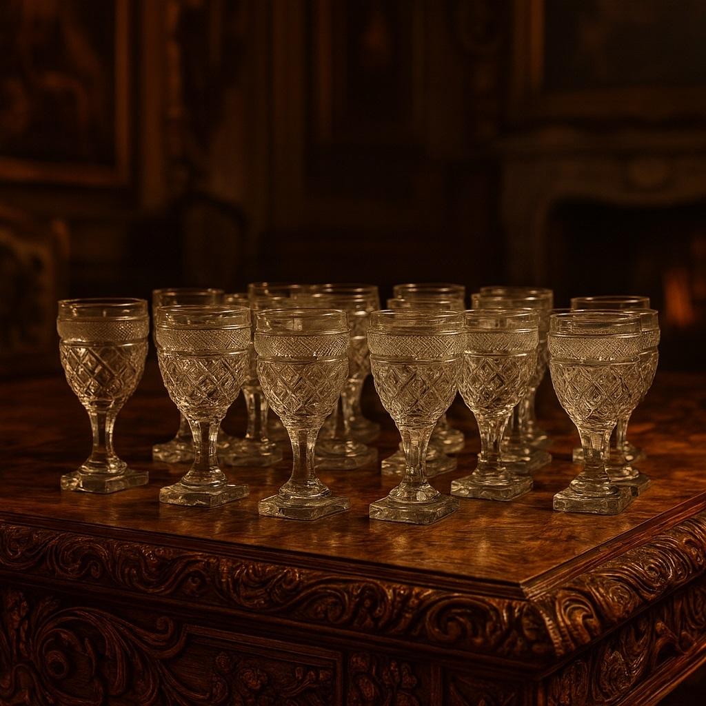 Ensemble antique de 12 verres à vin de Porto de Baccarat, manufacture de St. Anne, Voneche, 1810. en vente 4