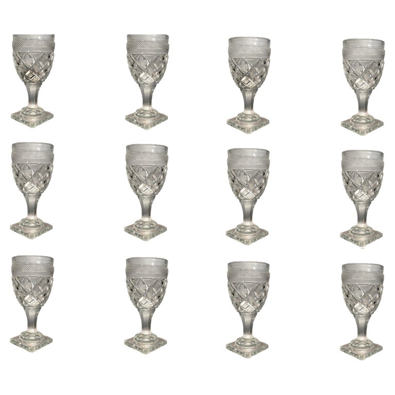 Antique Baccarat Set of 12 Wine Glasses from Sainte Anne Factory, Voneche,  1810. For Sale at 1stDibs