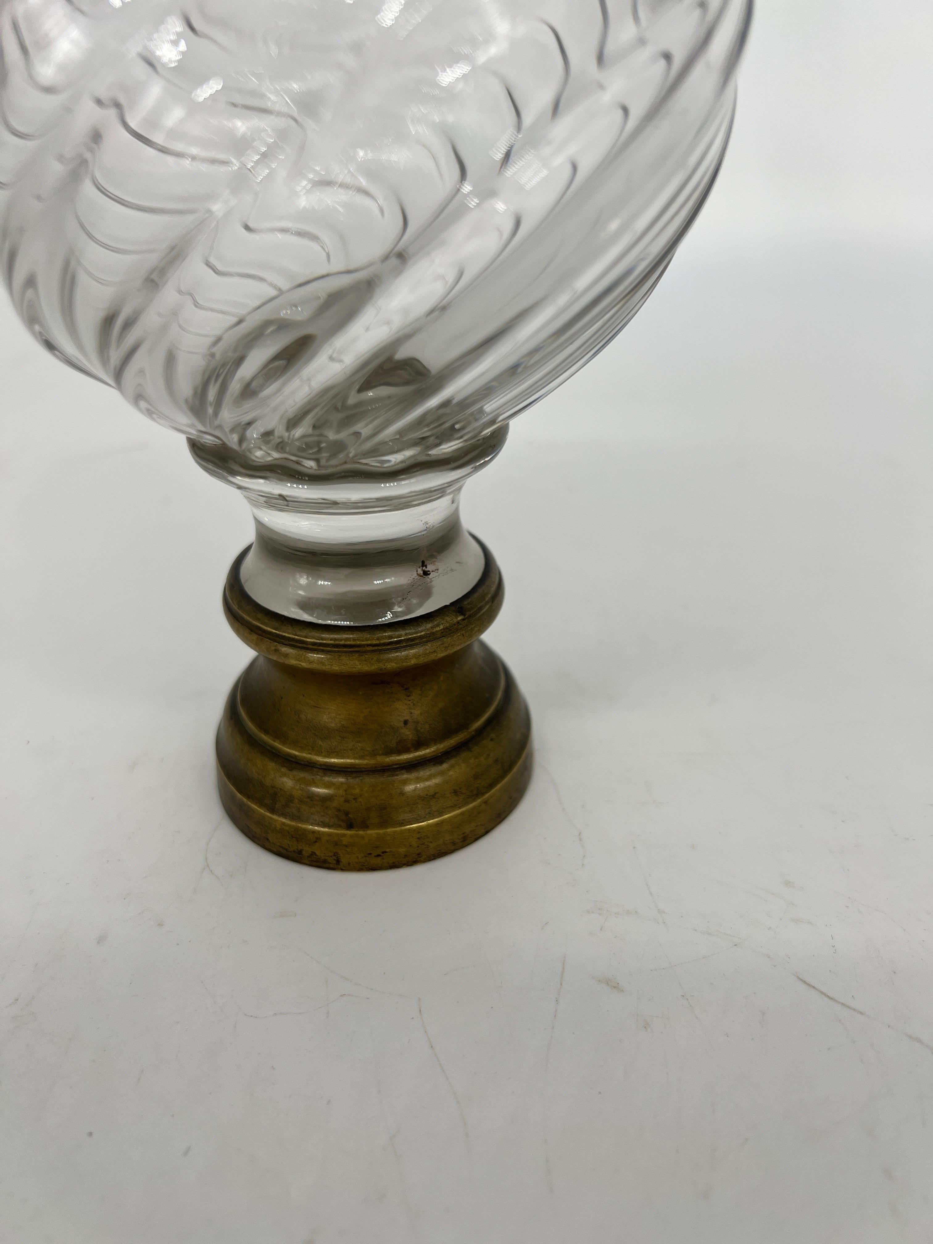 Antique Baccarat Style Crystal & Bronze Newell Post Finial 2