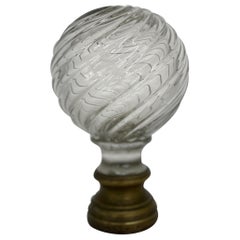 Antique Baccarat Style Crystal & Bronze Newell Post Finial