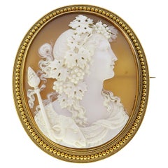 Antique Bacchante Shell Cameo Brooch