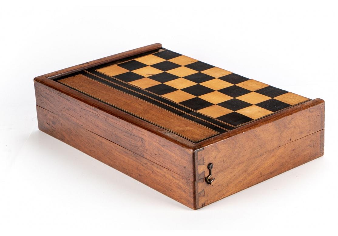 Rustic Antique Backgammon and Checkers Games Box