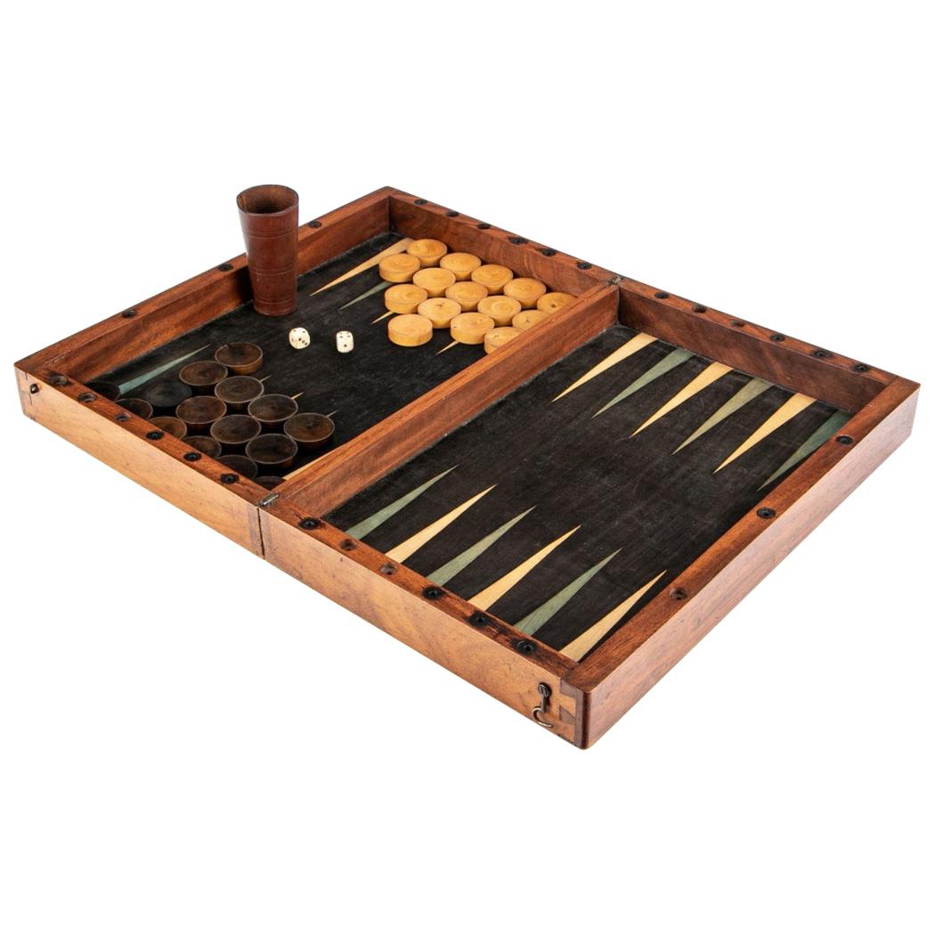 Antique Backgammon and Checkers Games Box