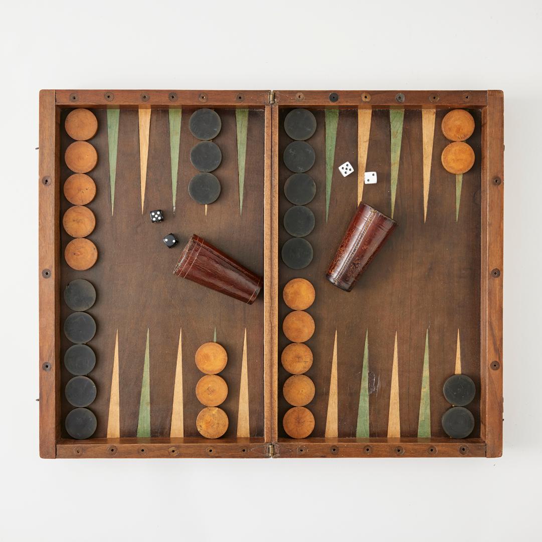 Antique Backgammon and Chess Set, circa 1900