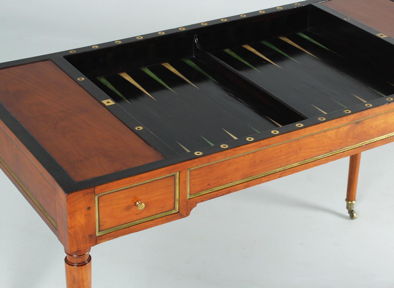 French Antique Backgammon Table, so-called Tric Trac Table, Cherry, France, Louis XVI