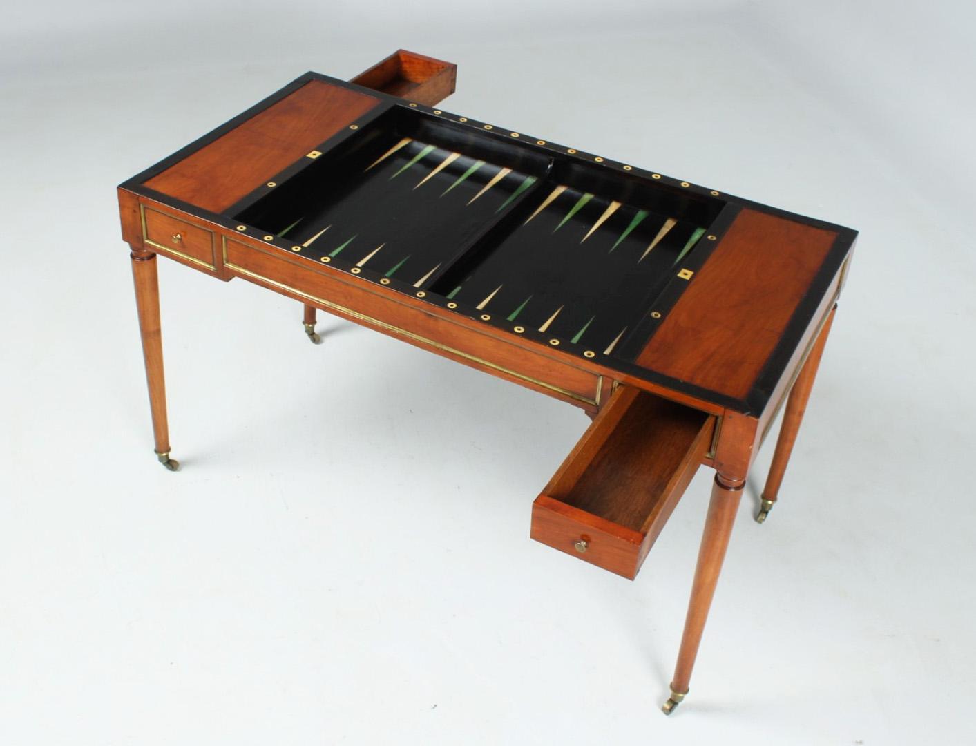 18th Century Antique Backgammon Table, so-called Tric Trac Table, Cherry, France, Louis XVI