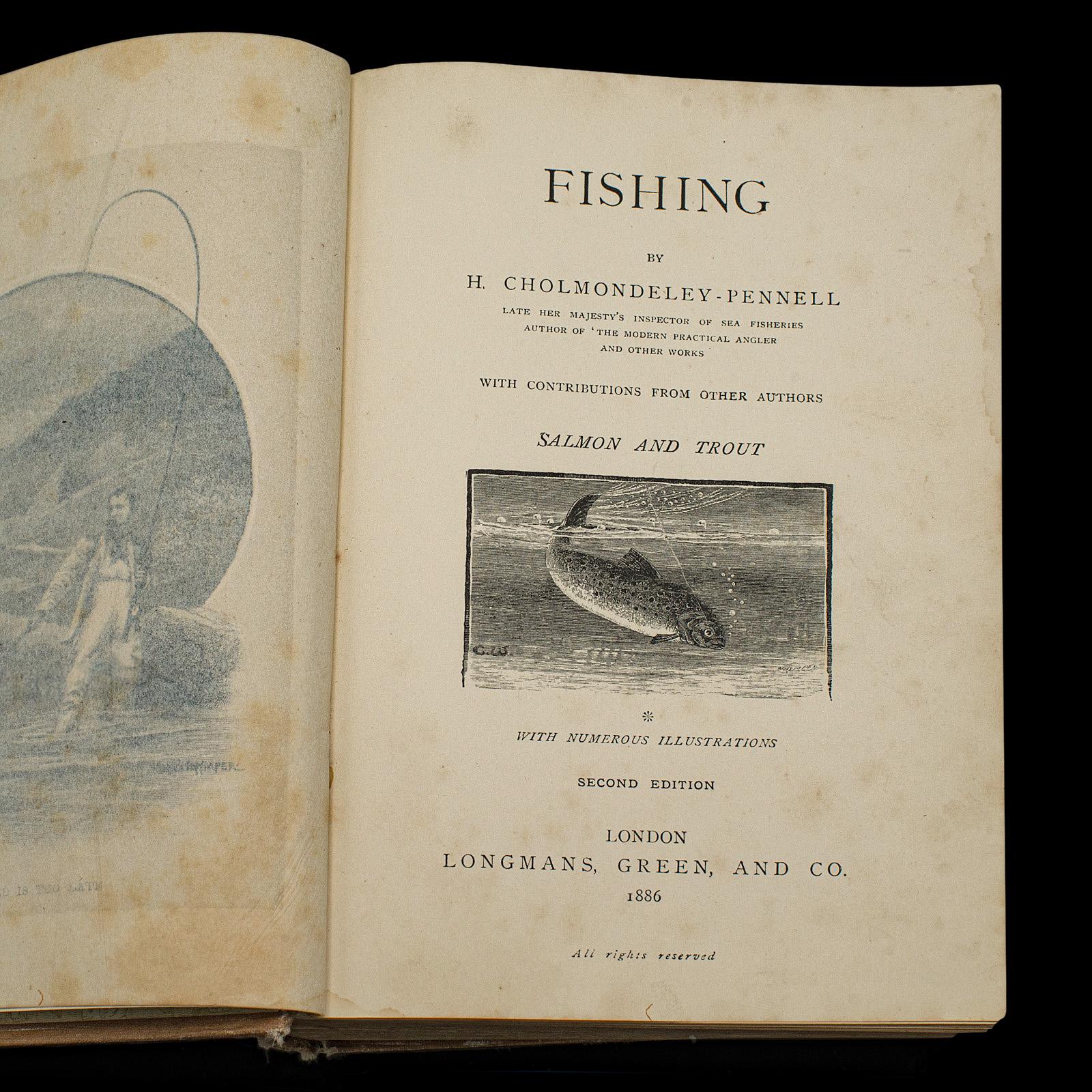 Late Victorian Antique Badminton Library Book, Fishing, Reference, English, Sporting Interest For Sale