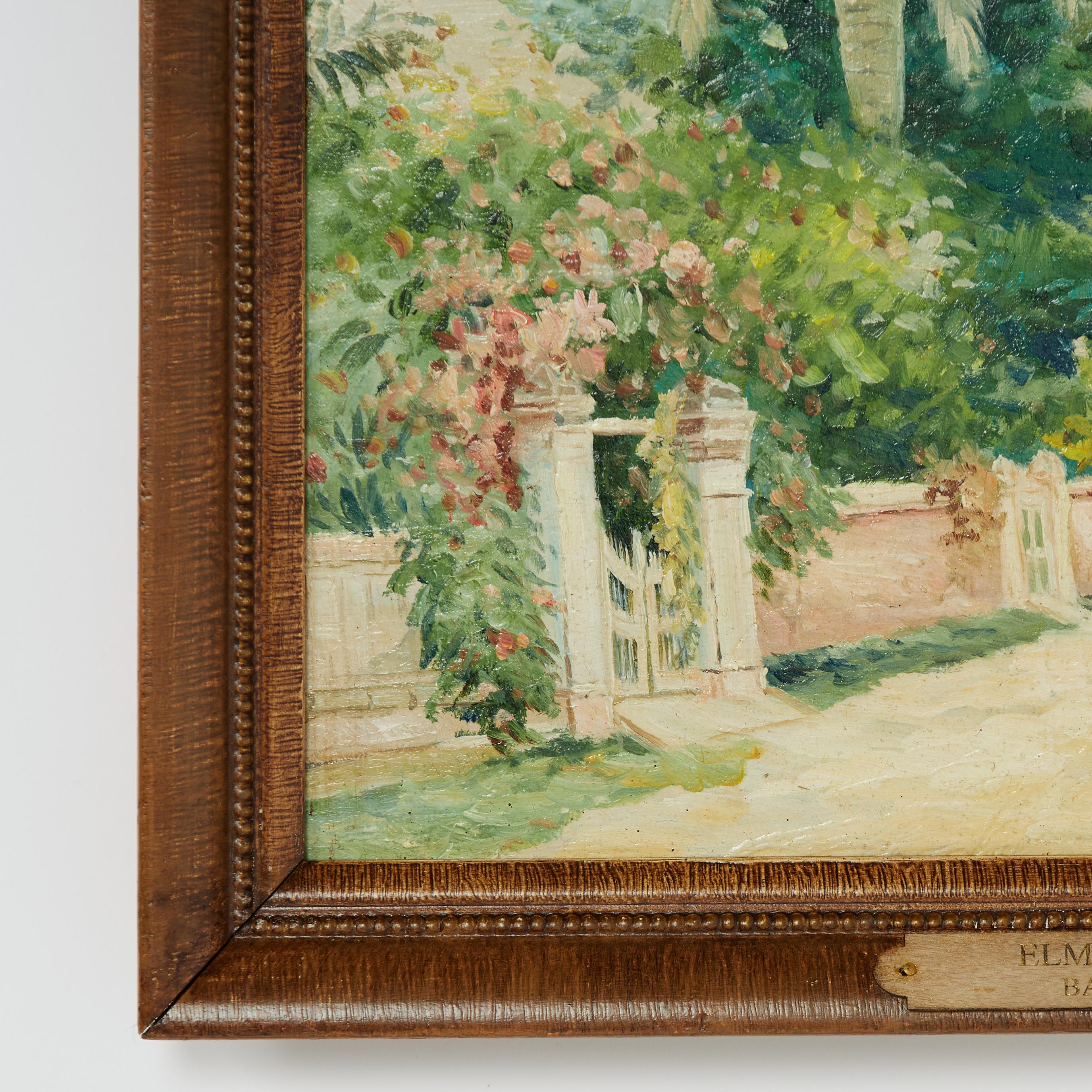 Antique Bahamian Painting of a Street Scene by Elmer Read In Good Condition In Palm Beach, FL