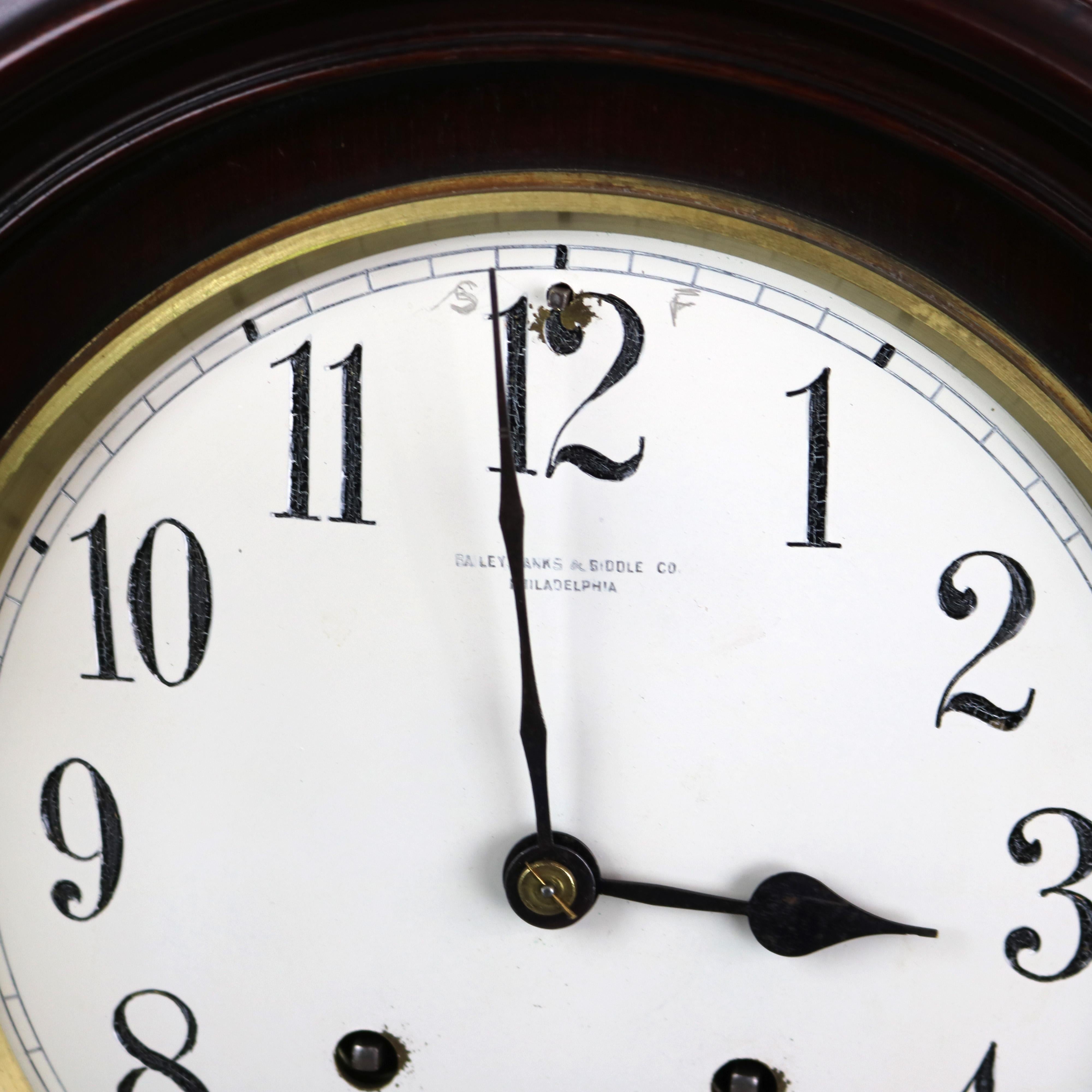 20th Century Antique Bailey, Banks and Biddle Neoclassical Mahogany Bracket Clock C1910 For Sale