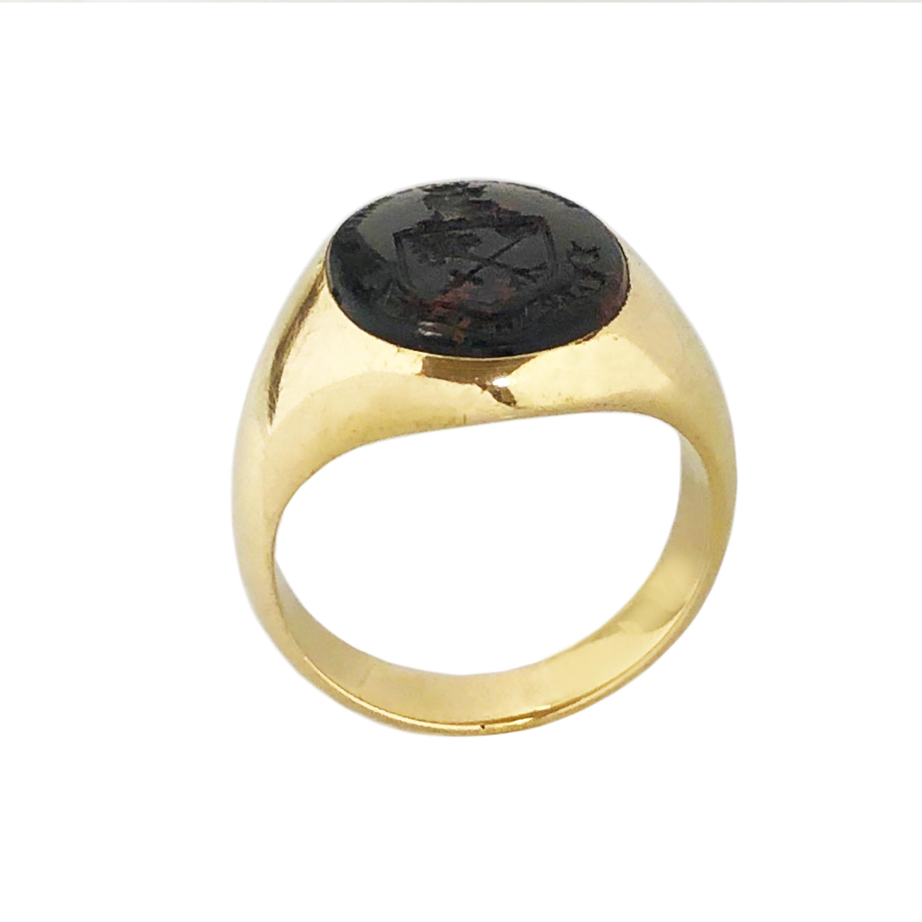 Edwardian Antique Bailey Banks & Biddle Gold and Blood Stone Intaglio Signet Ring