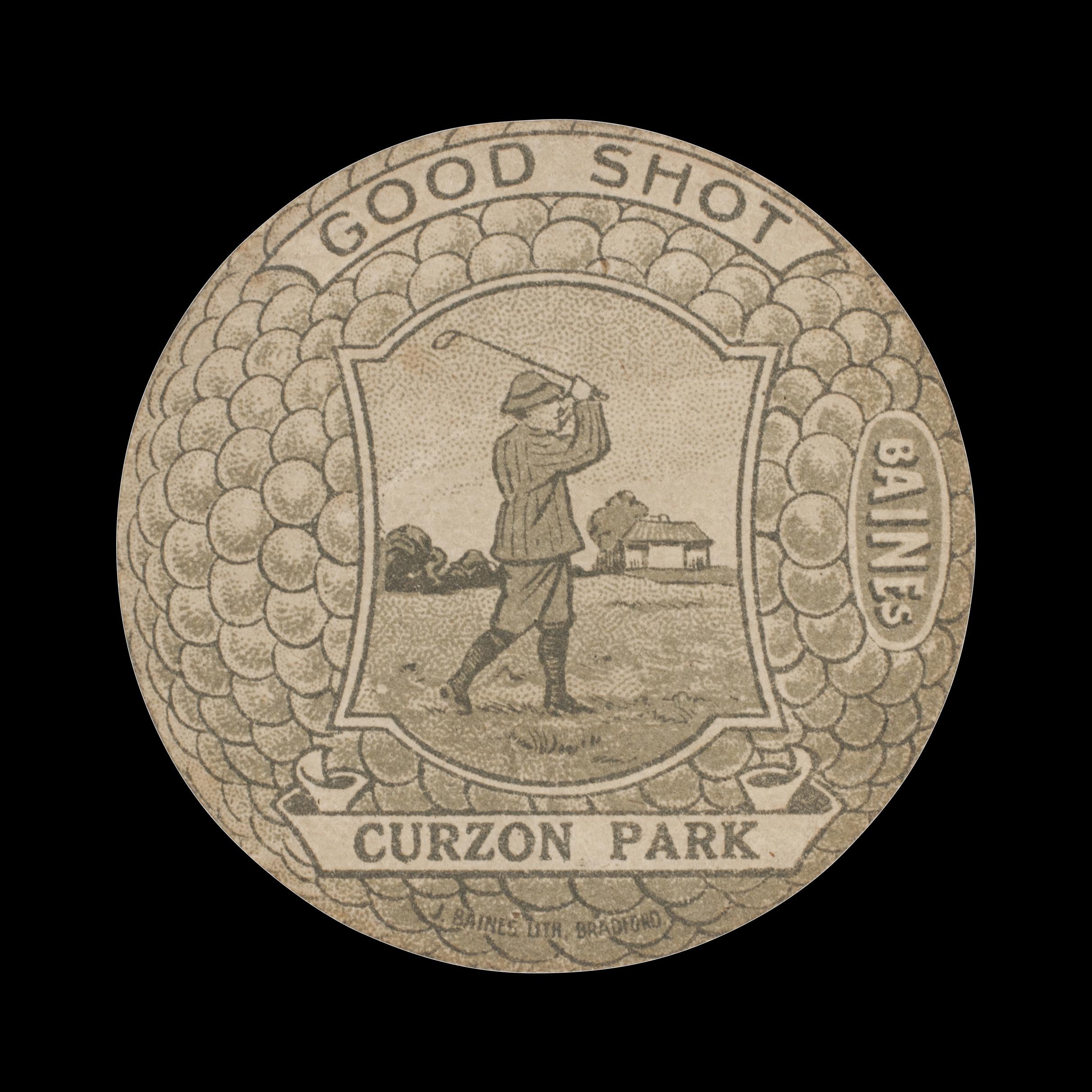 British Antique, Baines Golfing Trade Card, Curzon Park