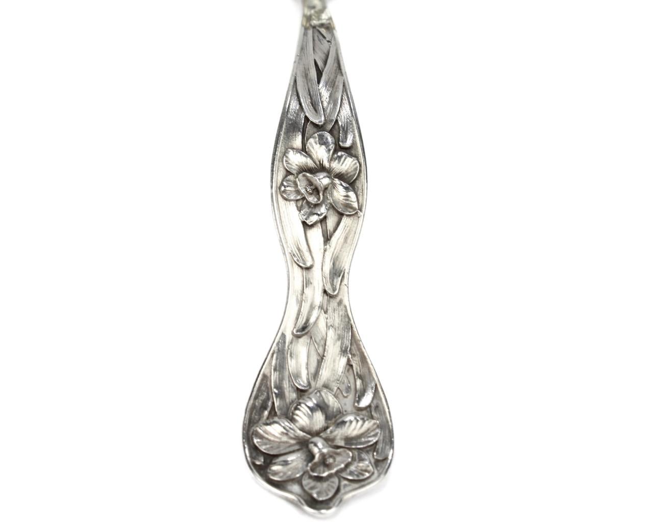 Argento 925 Antico mestolo in argento sterling Baker Manchester Daffodils in vendita