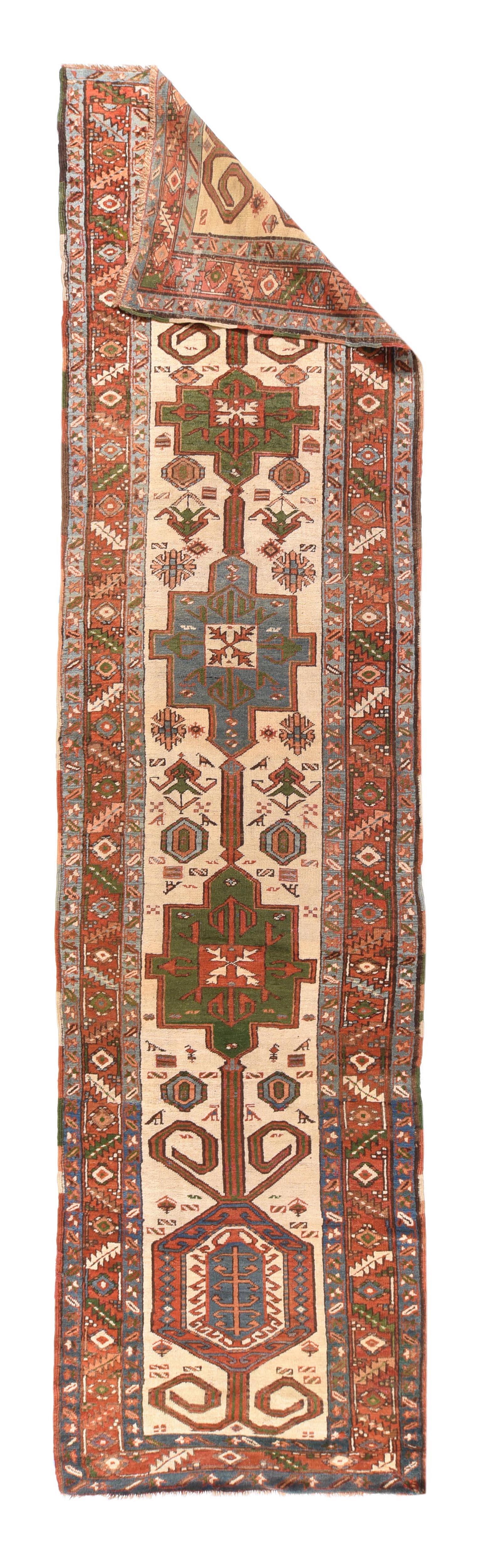 Persian Antique Bakshayesh Rug 3'4'' x 14'0'' For Sale