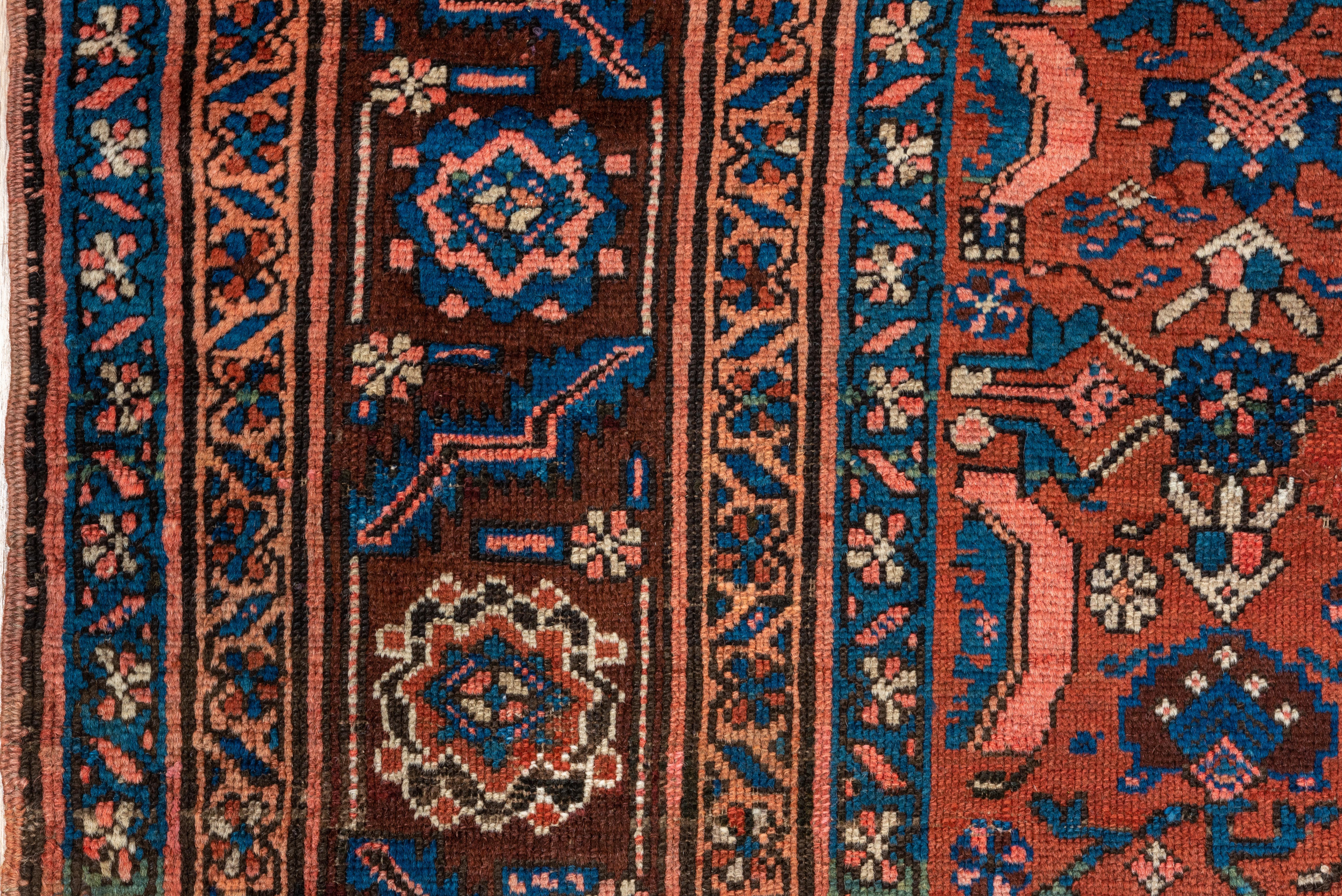 Wool Antique Bakhshayesh Rug Coral Field with Floral Motifs For Sale