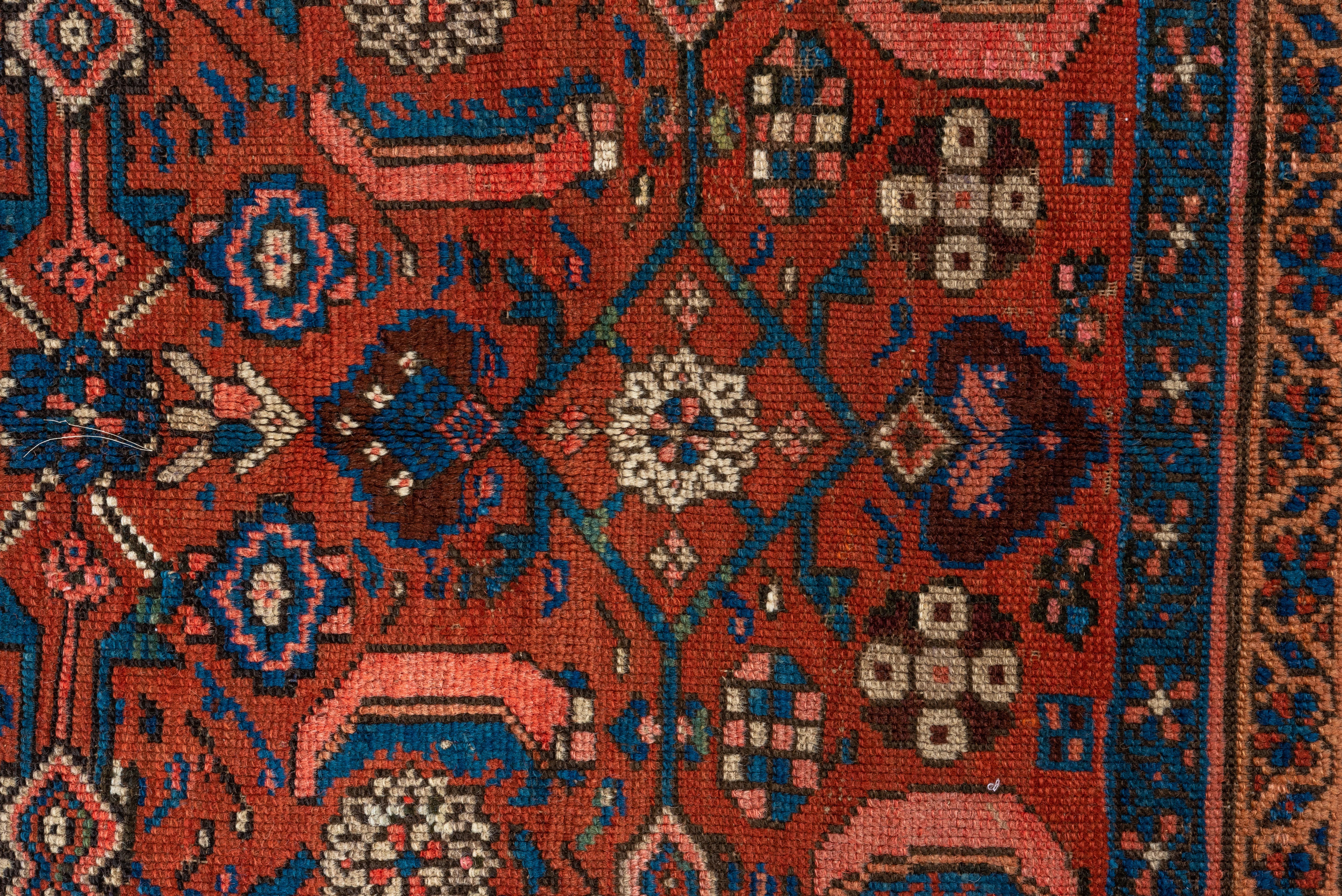 Antique Bakhshayesh Rug Coral Field with Floral Motifs For Sale 1