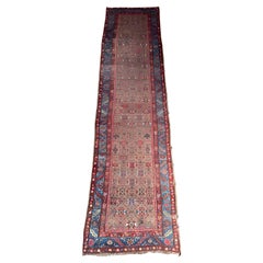 Antique Bakhshayesh Runner With Intricate Persian Geometric Patterns 13'5" X 3'5