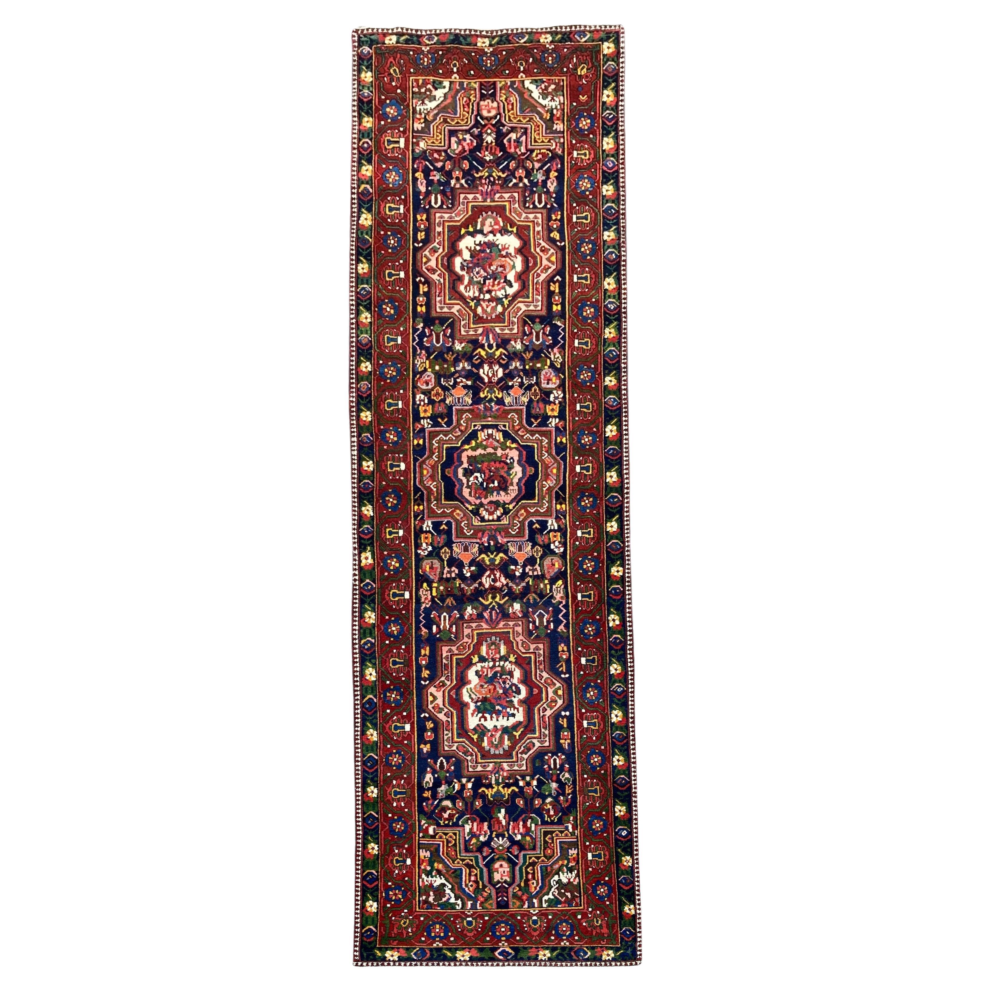 Antiker Bakhtiar-Läufer 4,00 m x 1,07 m