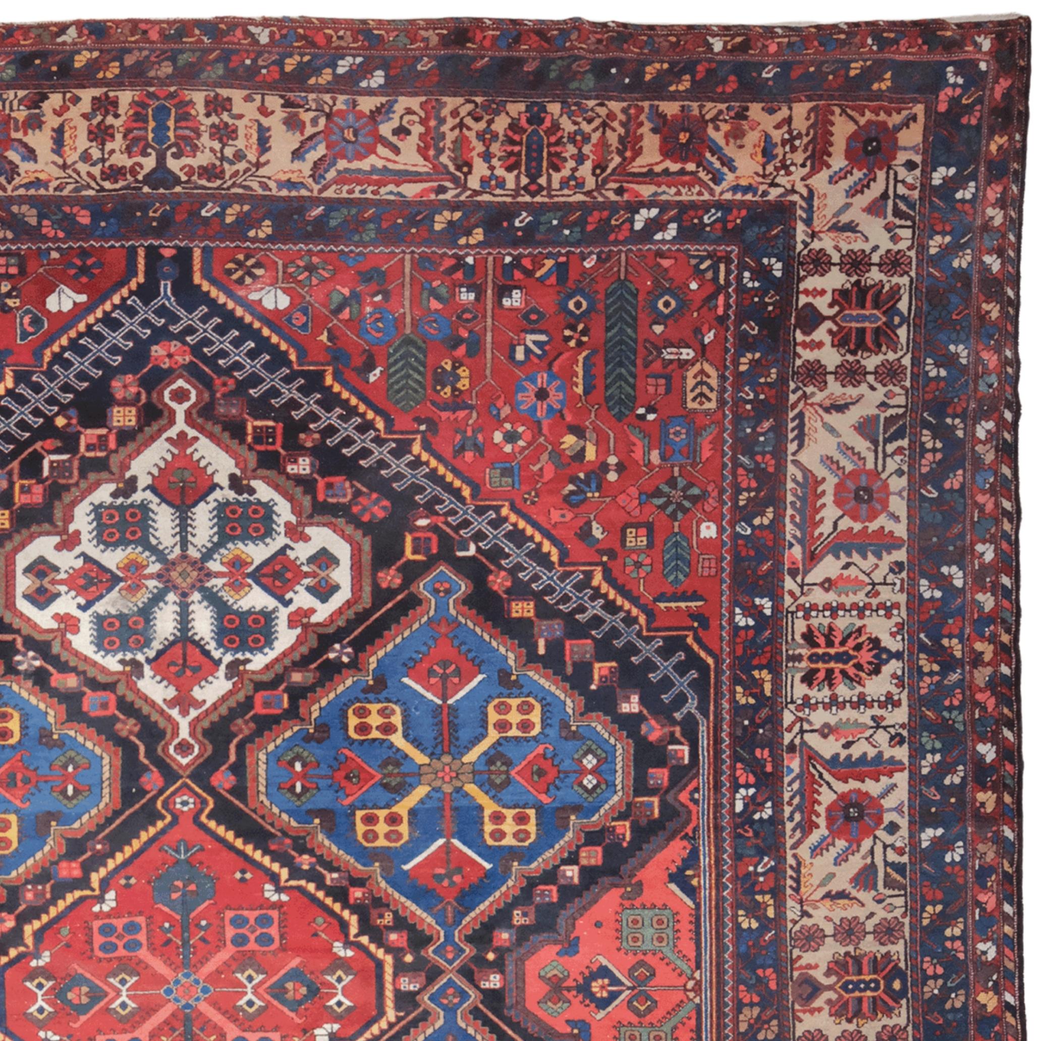 Hand-Woven Antique Bakhtiari Carpet For Sale