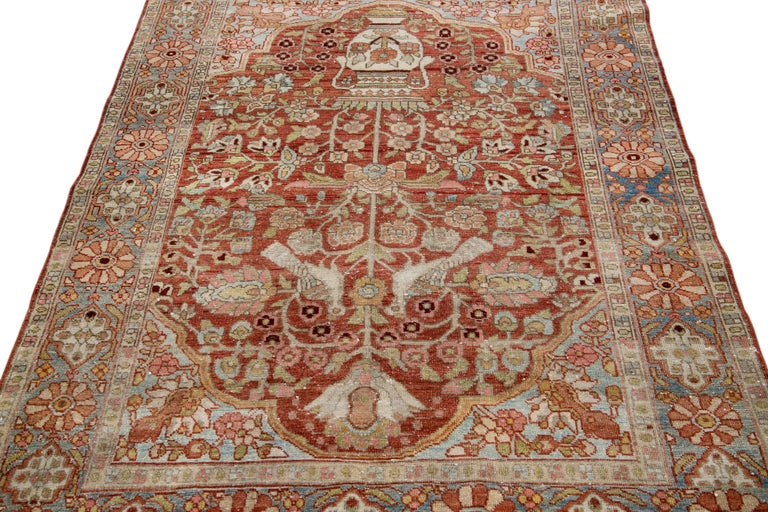 Antique Bakhtiari Persian Handmade Medallion Rust Scatter Wool Rug For ...