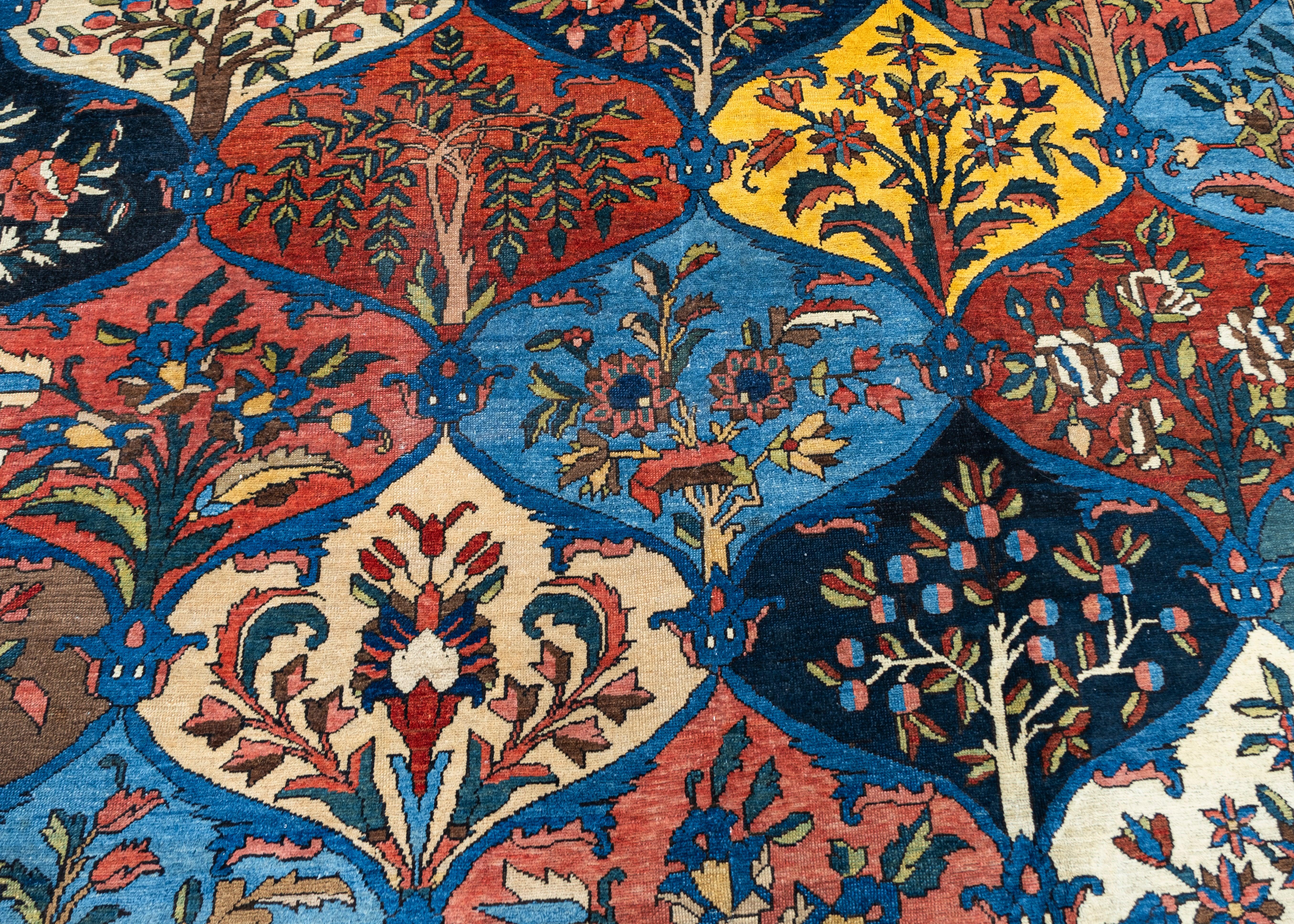 Noué à la main Tapis persan Bakhtiari ancien 13'6