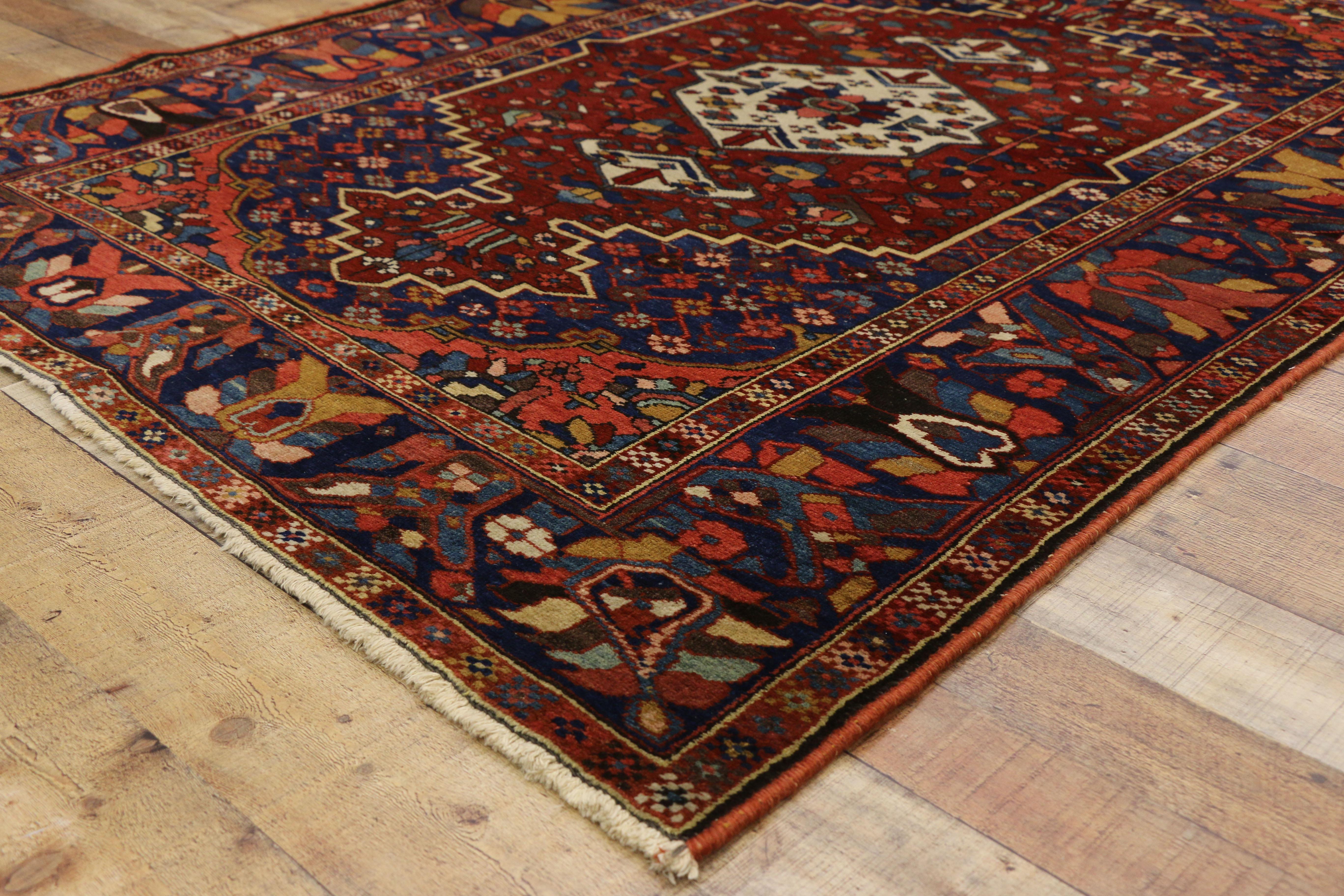 Wool Antique Bakhtiari Persian Rug with Traditional Modern Style For Sale