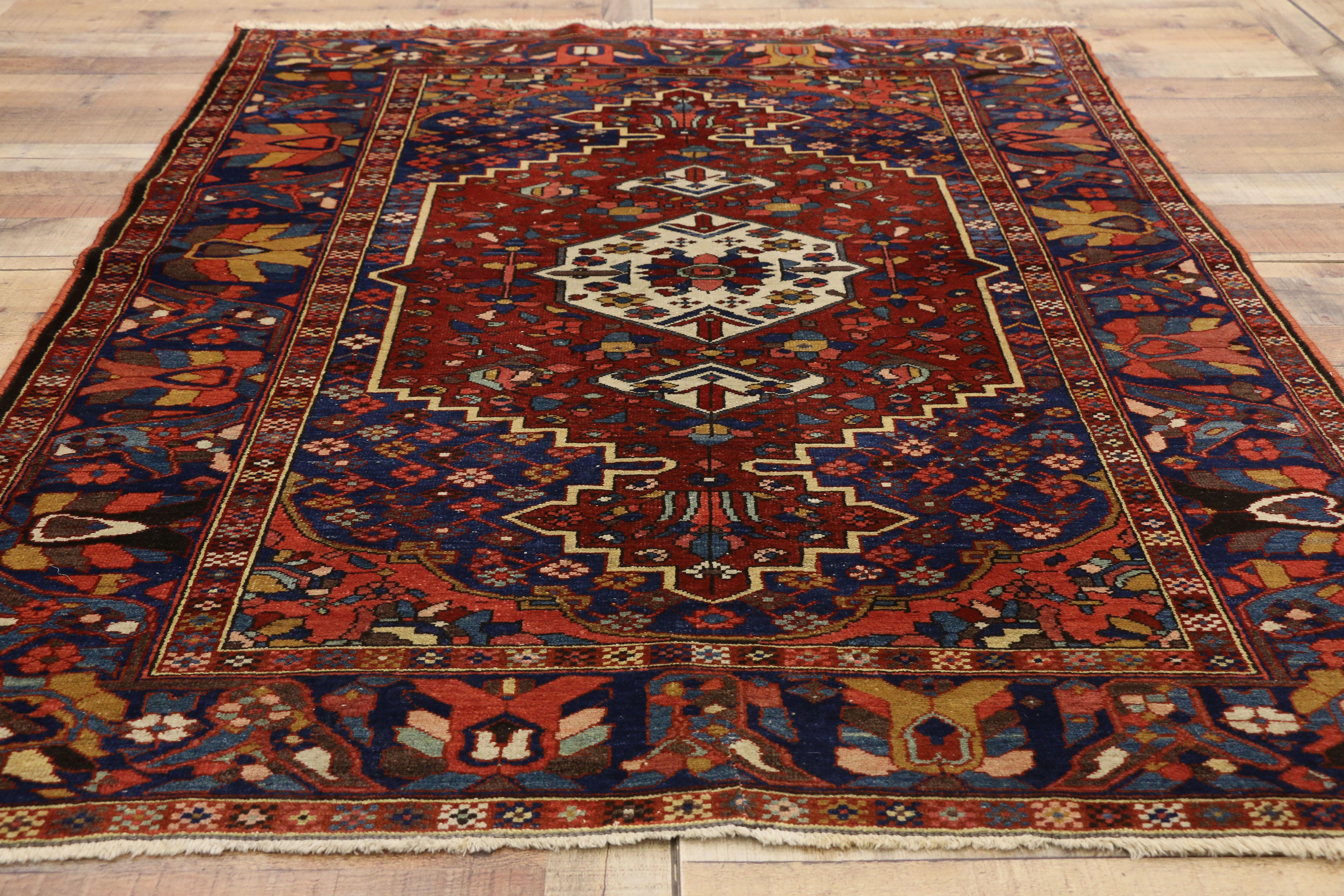 Antique Bakhtiari Persian Rug with Traditional Modern Style For Sale 1