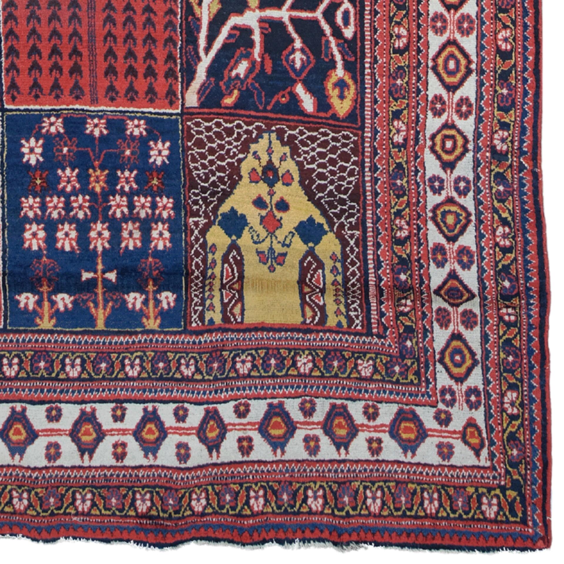 XIXe siècle Tapis Bakhtiari Qashqai du 19ème siècle, tapis ancien fait à la main en vente