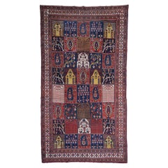 Tapis Bakhtiari Qashqai du 19ème siècle, tapis ancien fait à la main