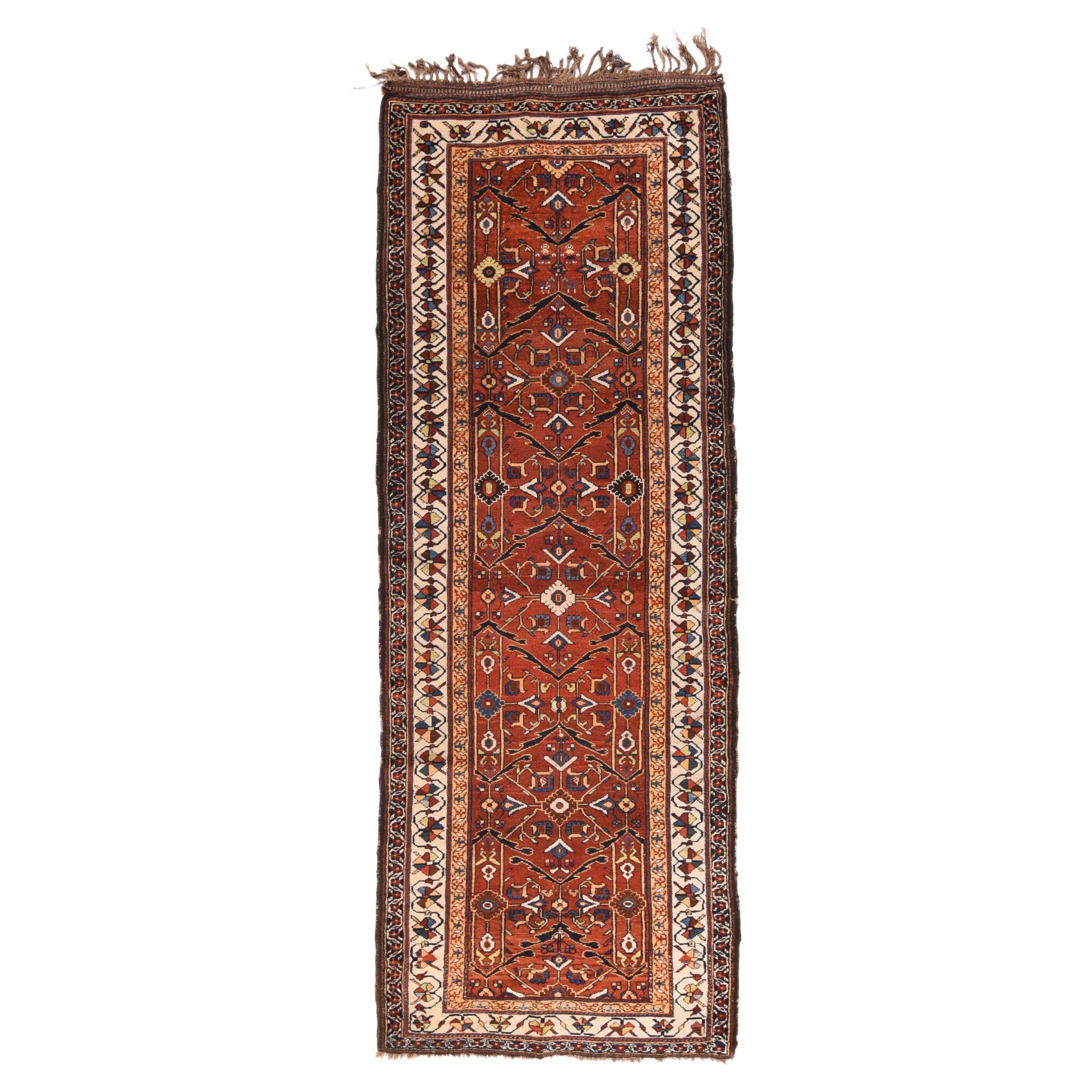 Antique Bakhtiari Rug 3'5'' x 9'6'' For Sale