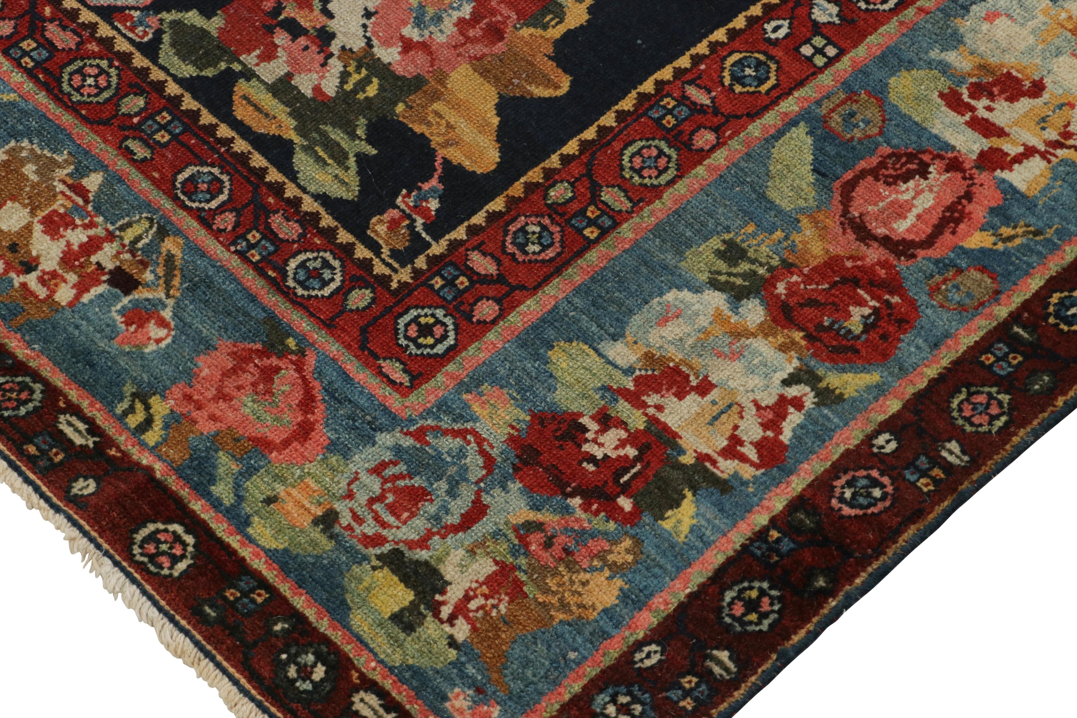 Late 19th Century Antique Bakhtiari-Style Rug in Black with Colorful Floral Medallion  Rug & Kilim For Sale