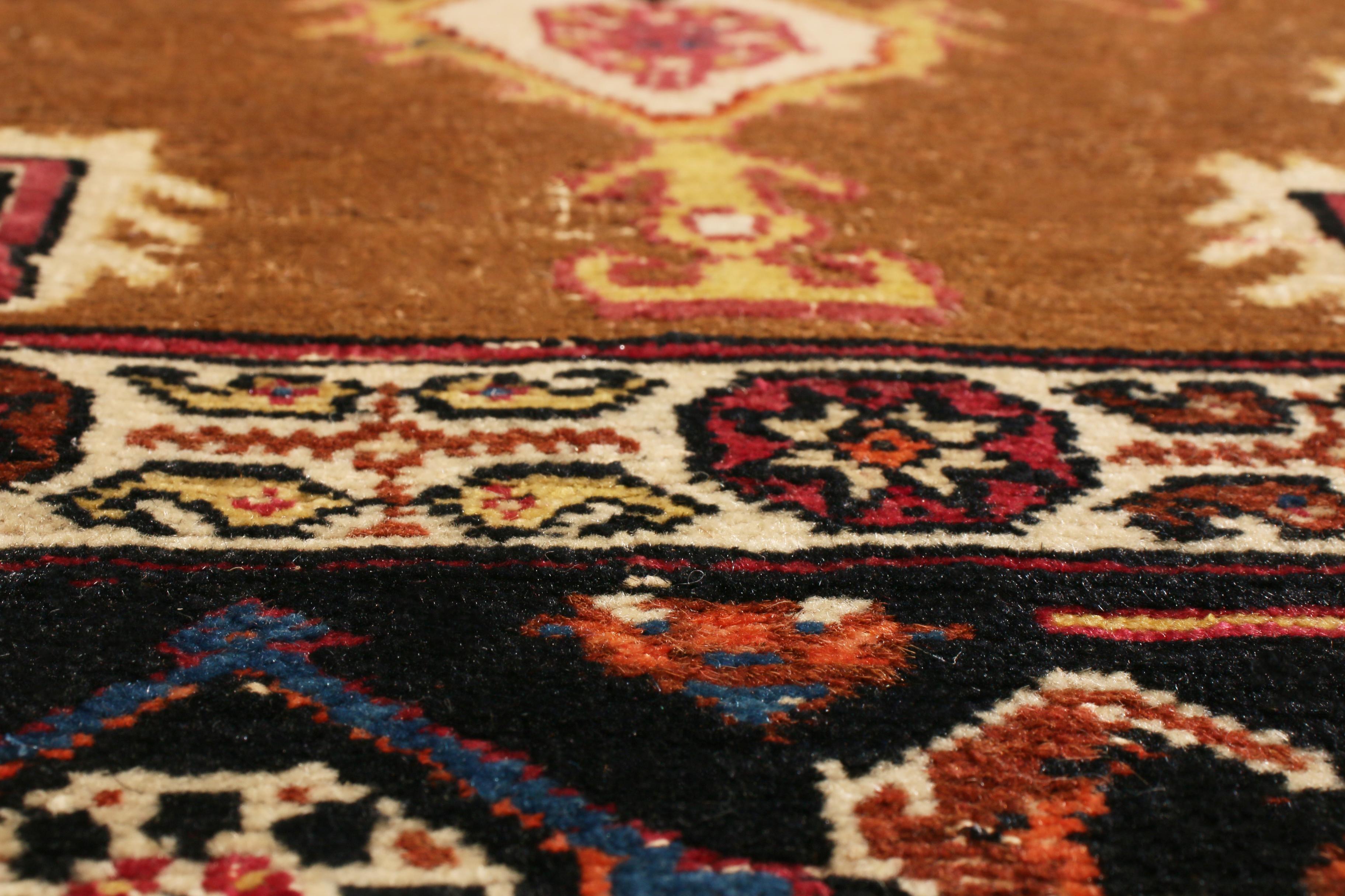 Antique Bakhtiari Transitional Red and Copper Brown Wool Rug In Good Condition In Long Island City, NY