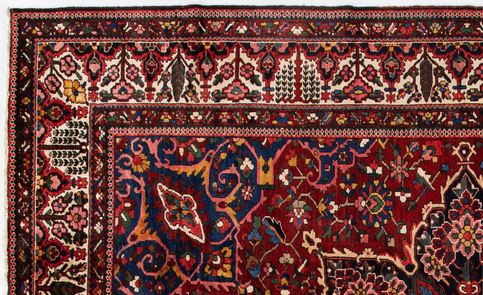 Persian Antique Bakhtiary Red Handmade Wool Rug