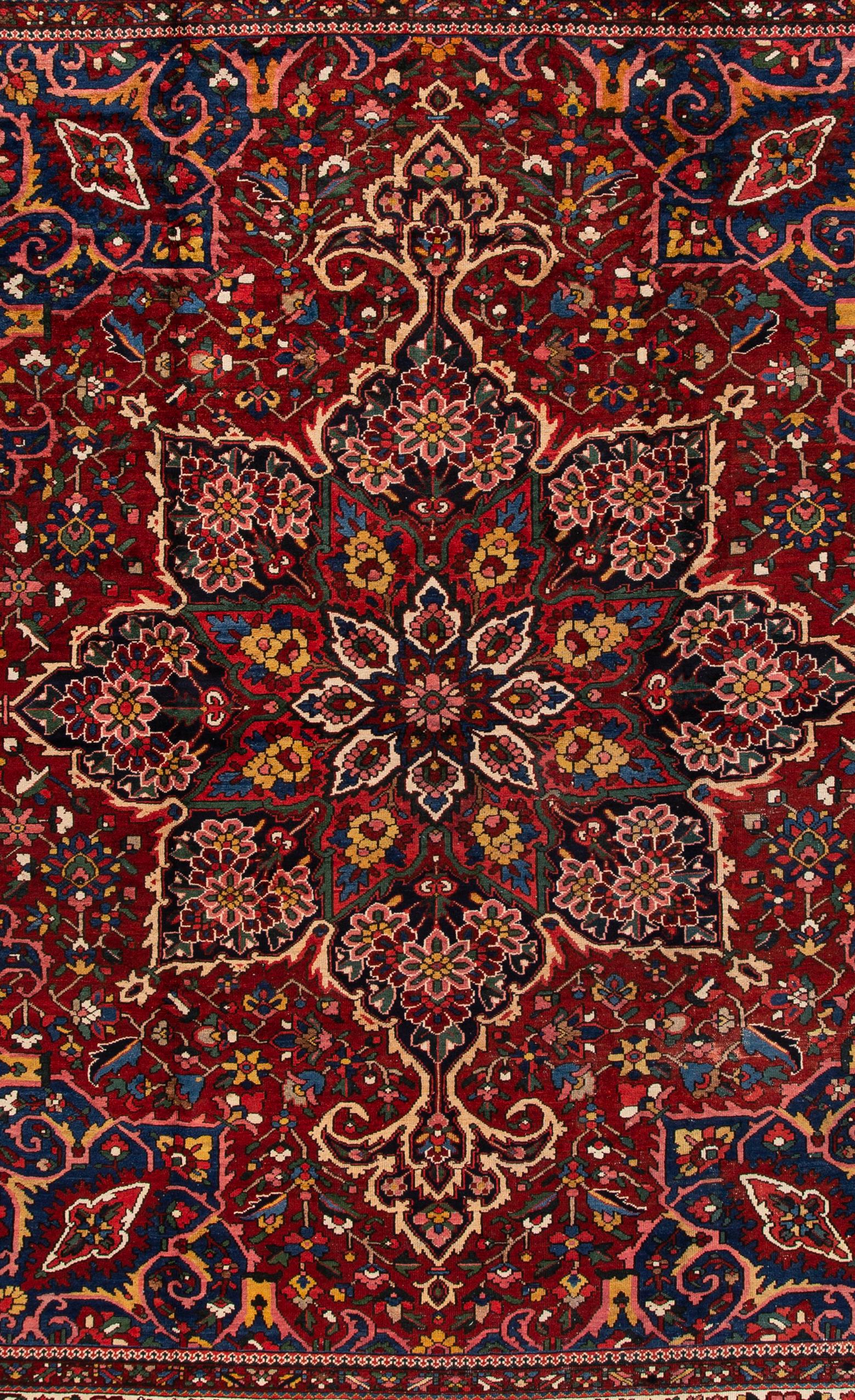Antique Bakhtiary Red Handmade Wool Rug 1
