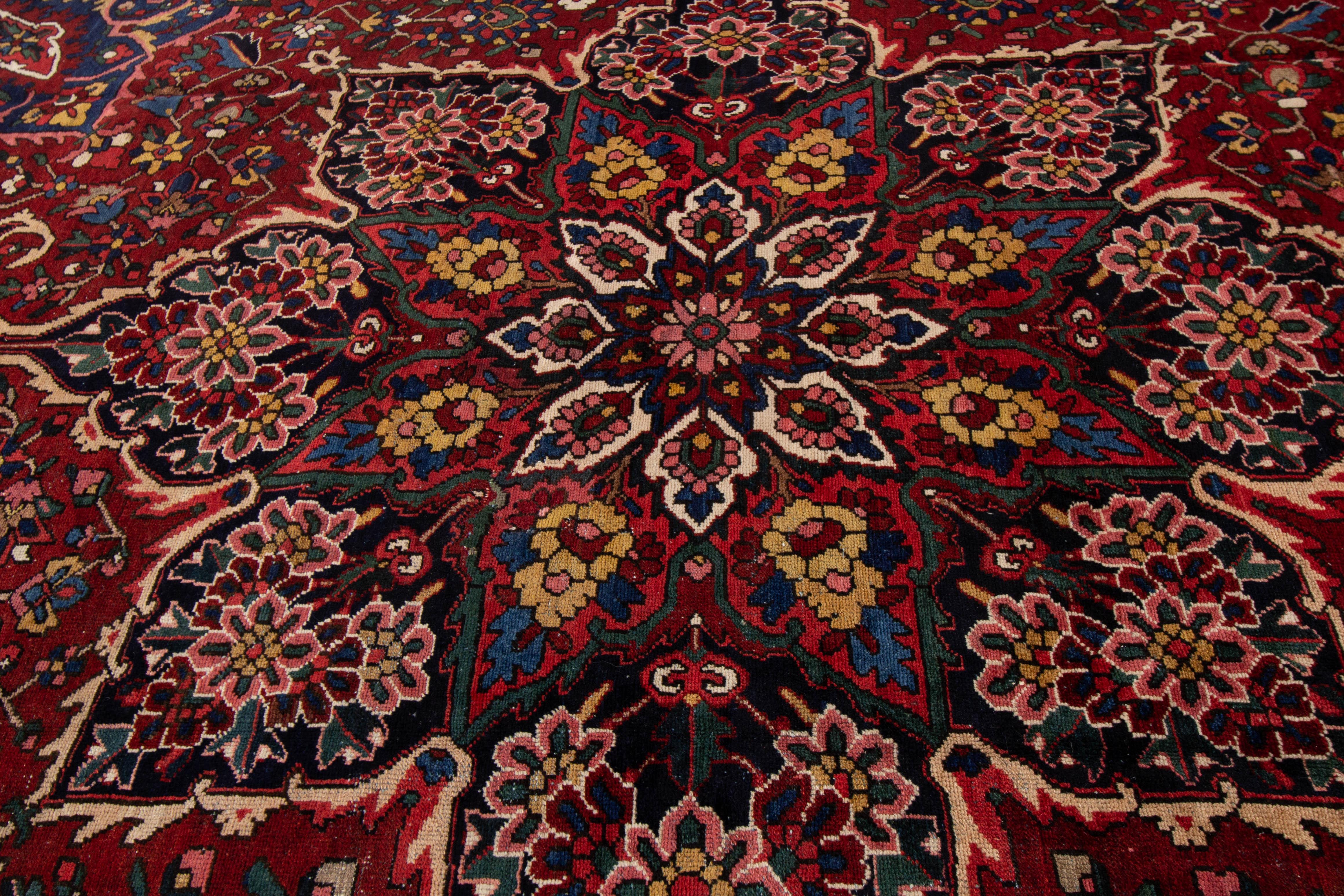 Islamic Antique Bakhtiary Red Handmade Wool Rug