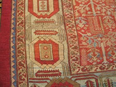 Splendid Red-Rust Field Color withAllover Pattern Antique Persian Bakshaiesh Rug