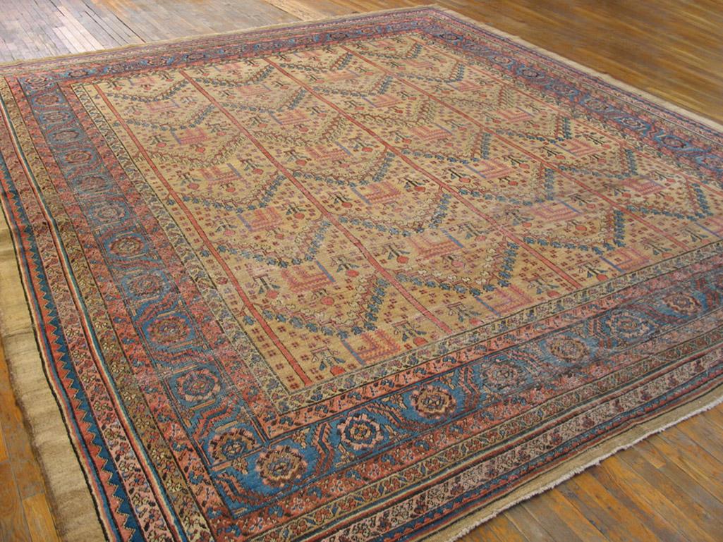 Wool 19th Century Persian Bakshaiesh Carpet ( 12'6