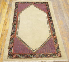 Rare Light Ivory Minimalist Field Tribal Geometric Antique Persian Bakshaish Rug