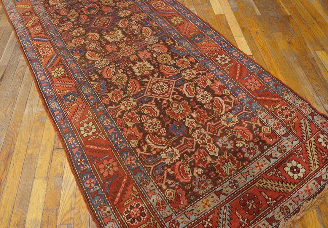 Hand-Knotted 19th Century N.W. Persian Bakshaiesh Runner Carpet ( 3'5