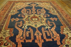 1870s Black Animal Pelt N.W. Persian Bakshaiesh Carpet 9'x12' Knotted Wool Rug