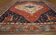 1880s Red Blue Ivory N.W. Antique Persian Bakshaiesh Carpet 16'3"x21'9" Wool Rug