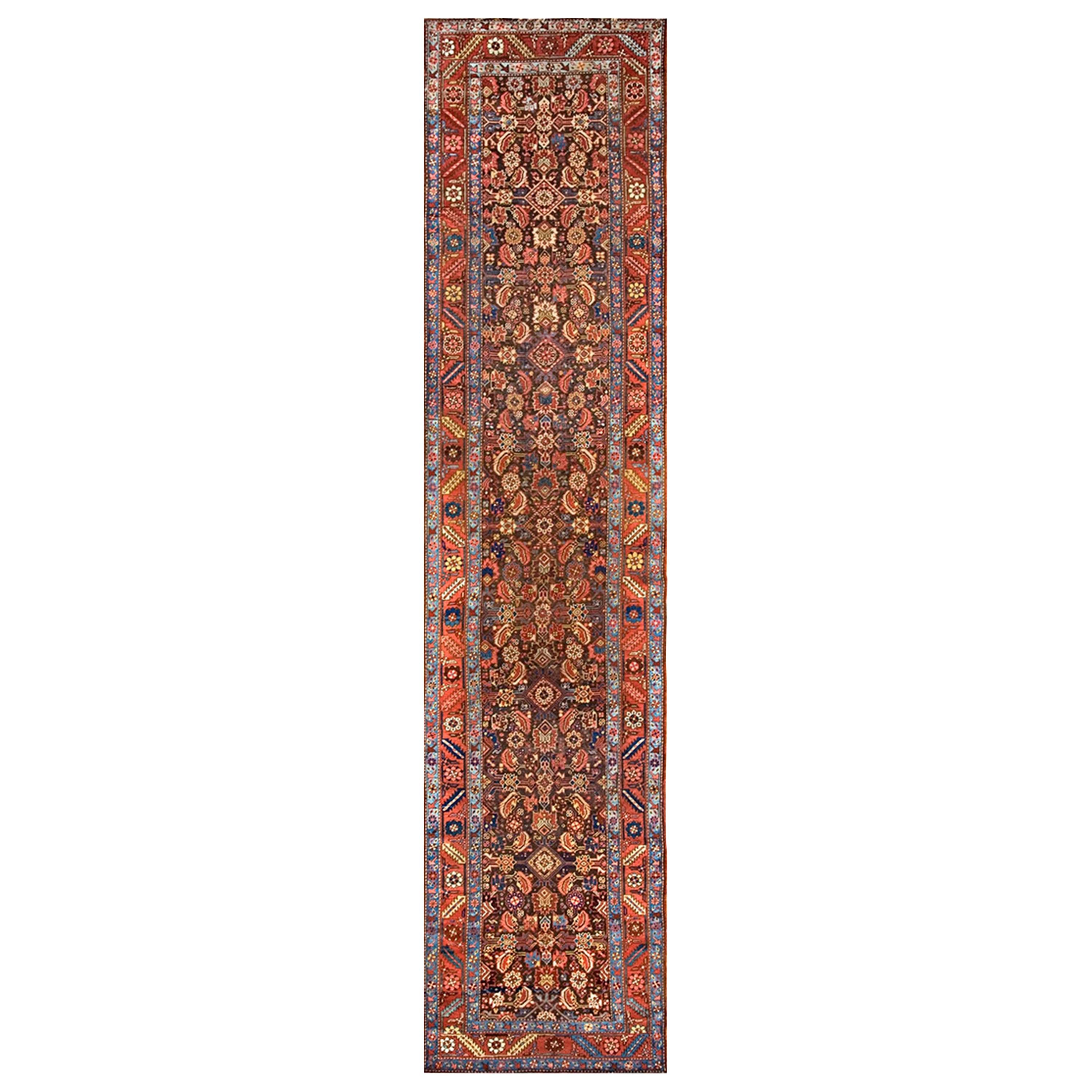 19th Century N.W. Persian Bakshaiesh Runner Carpet ( 3'5" x 14'3" - 104 x 434 ) For Sale